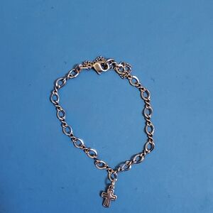 James Avery Silver Charm Bracelet with Retired Cross Charm